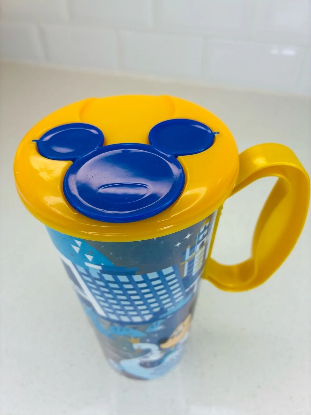 Disney Parks 50th Anniversary Gold Blue Stitch Mickey Moana Souvenir Cup